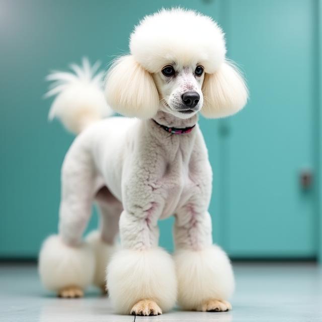 Standard Poodle with a professional show-style cut