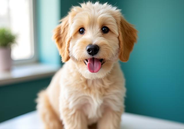Happy dog after a full groom haircut